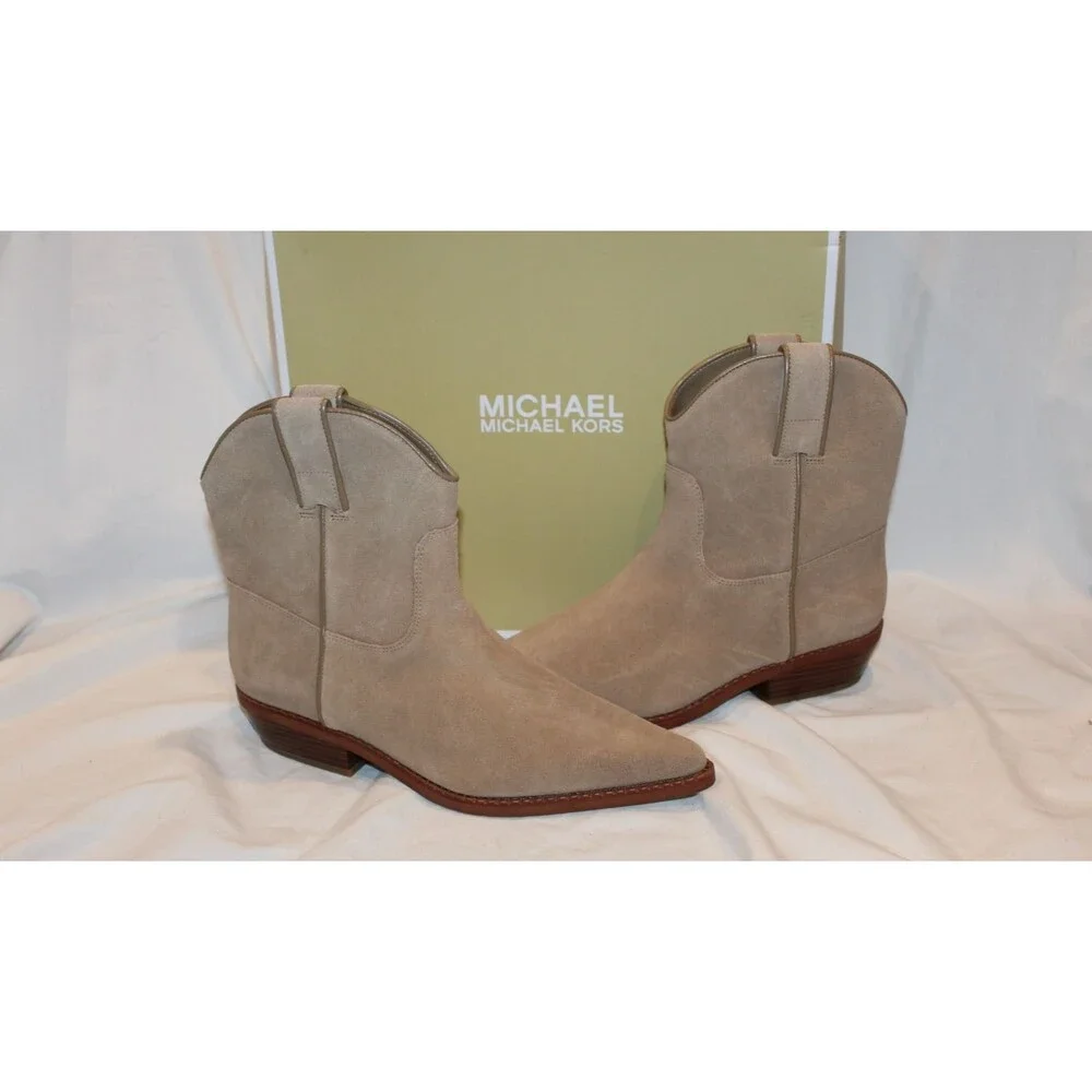 Michael Kors Noemie Women Pointed Toe Leather Pull On Ankle Boots 9.5 $175 HUSK